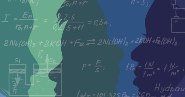 Silhouette of women with chalkboard sketches